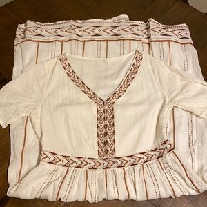 Roolee Cream and Brown Maxi Flowy Medium Dress